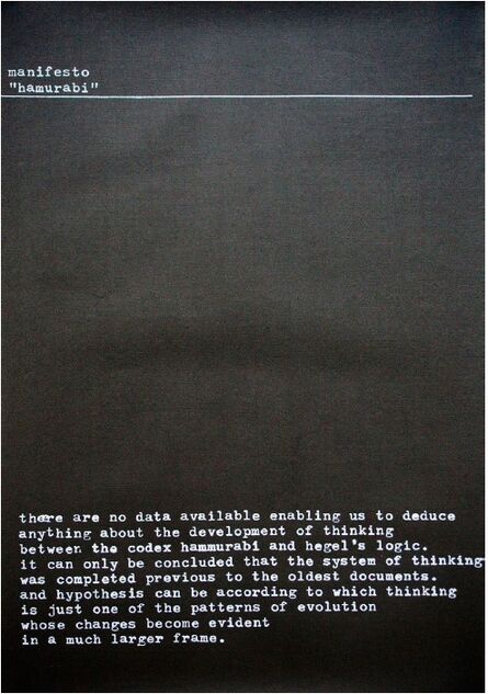 Mangelos, ‘manifesto “hamurabi” (in English)’, 1977