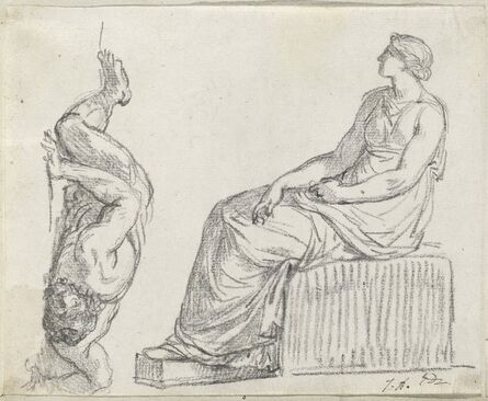 Jacques-Louis David, ‘Seated Woman and Man Sprawling on the Ground’, 1775/80