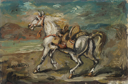Giorgio de Chirico, ‘Cavallo orientale su una spiaggia mid 50s’