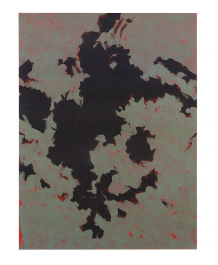 Helen Bellaver, ‘Primal Dance - Abstract Expressionist Painting in Olive + Bright Pink + Black’, 2019