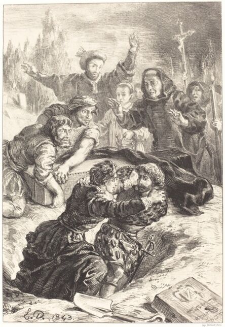 Eugène Delacroix, ‘Hamlet and Laertes in the Grave of Ophelia (Act V, Scene I)’, 1843