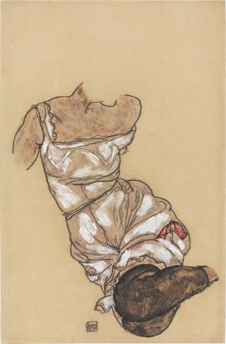 Egon Schiele, ‘Weiblicher Torso in Unterwäsche und schwarzen Strümpfen’, 1917