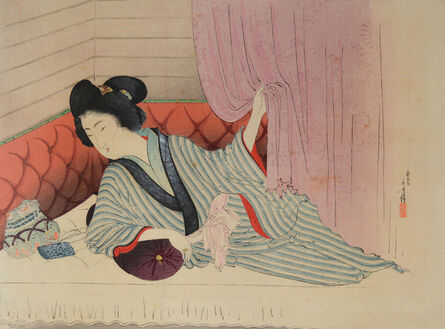 Mizuno Toshikata, ‘Bijin Lying on Western Style Sofa’, ca. 1896