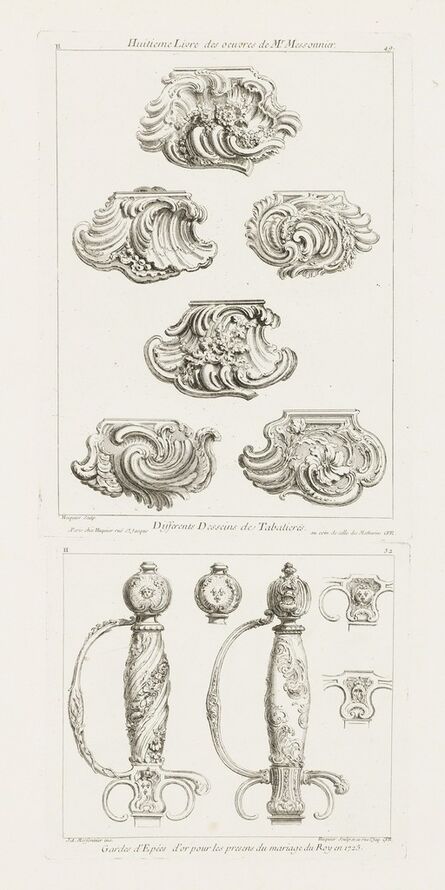 Juste-Aurèle Meissonnier, ‘Differents Desseins de Tabatieres, première planche (Different Designs for Snuff Boxes)’, 1748