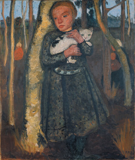 Paula Modersohn-Becker, ‘Mädchen im Birkenwald mit Katze (Girl in a Birch Wood with a Cat)’, 1904