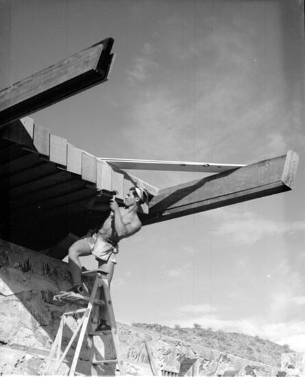 Pedro E. Guerrero, ‘Taliesin West, Fountain Hills, AZ, Apprentice Working (Alfie Bush), Frank Lloyd Wright, Architect’, 1940