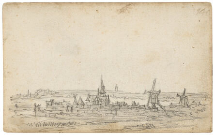 Jan van Goyen, ‘A village with windmills seen from a distance’, 1650-1651
