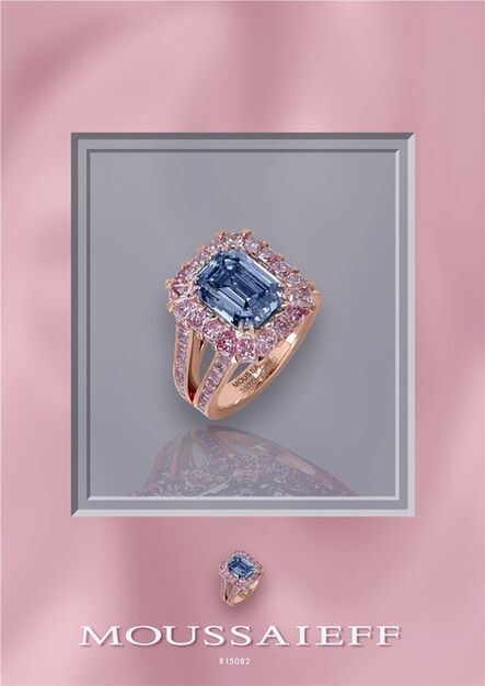 Moussaieff Jewellers, ‘A rare 3.97 ct Fancy Vivid Blue diamond, set with 2.90 cts of pink diamonds ring.’