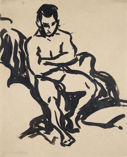 Ernst Ludwig Kirchner, ‘Sitzender männlicher Akt’, ca. 1908