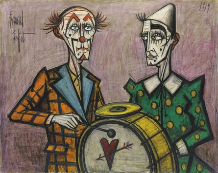 Bernard Buffet, ‘Deux clowns à la grosse caisse’, 1989