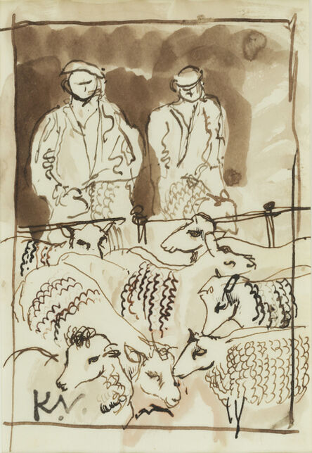 Keith Vaughan, ‘Two Farmers, a sheep and a pen’, 1912-1977