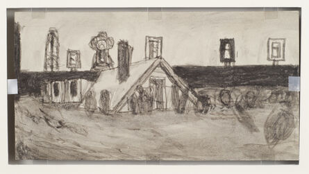 James Castle, ‘Untitled (Farm buildings/house in flood)’, n.d.
