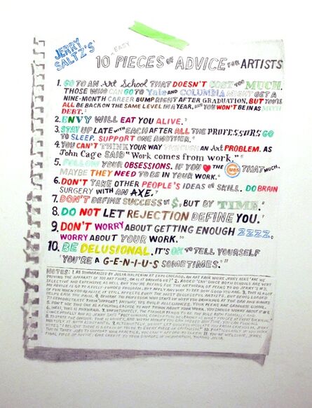 William Powhida, ‘Jerry Saltz's 10 Pieces of Advice for Artists’, 2012
