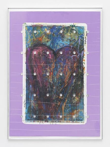 Brad Troemel, ‘Bam Margera 'HELSINKI HEART', 2014 (Acrylic on canvas 30 x 50") + (30) LEALANA 1LTC Brass Litecoin’, 2015