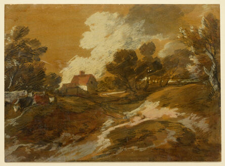 Thomas Gainsborough, ‘Wooded Landscape with a Cottage and Cows’, Mid-1770s