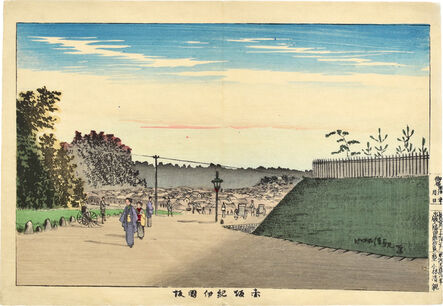Kobayashi Kiyochika 小林清親, ‘Kinokuni Slope in Akasaka’, ca. 1880