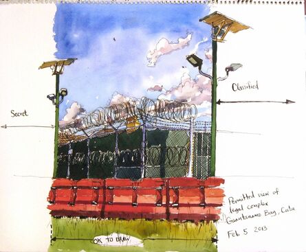 Steve Mumford, ‘2/5/13, Exterior Commission, Permitted view of legal complex, Guantanamo Bay, Cuba’, 2013