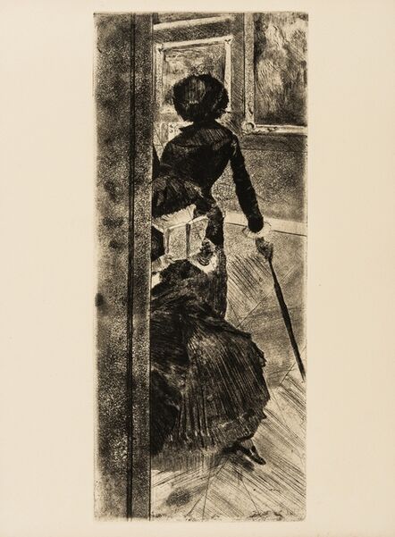 Edgar Degas, ‘Mary Cassatt in the Louvre, looking at paintings (Adhémar 54; see R&S 52)’, 1879-1880