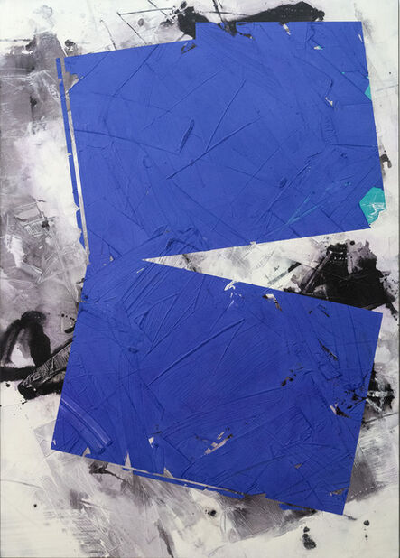 Ivo Stoyanov, ‘Vivid Blue No 31 - bold, abstract shapes, marble dust, acrylic and wax on canvas’, 2020