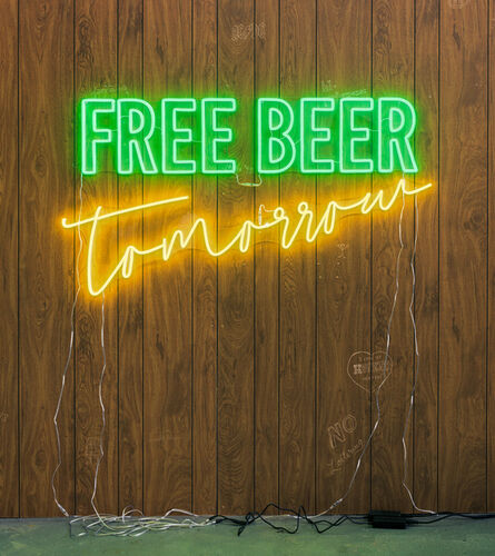 Wendy White, ‘Free Beer Tomorrow (green, yellow)’, 2019