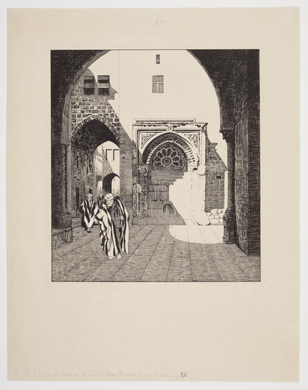 Ephraim Moses Lilien, ‘Alleyway to the Western Wall Plaza, Jerusalem’, 1910-1911