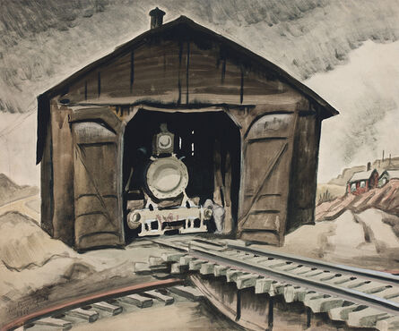 Charles Ephraim Burchfield, ‘Locomotive Shed (Woodburning Locomotive)’, 1918
