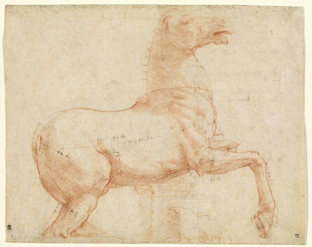 Raphael, ‘A Marble Horse on the Quirinal Hill [recto]’, ca. 1513
