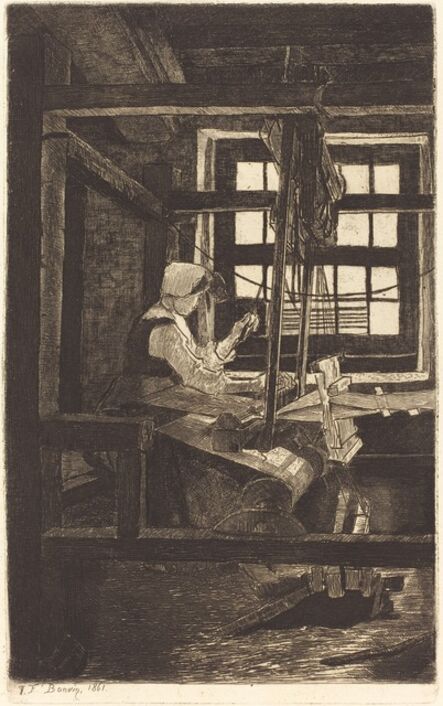 François Bonvin, ‘The Weaver (La Tisserande)’, 1861