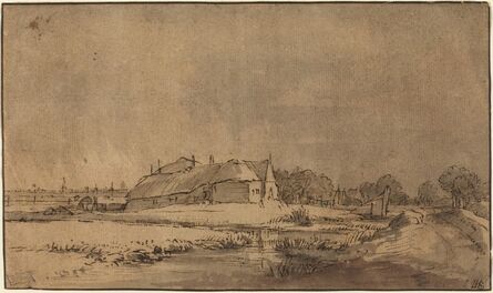Rembrandt van Rijn, ‘Cottages and Barn beside a Road’, ca. 1650