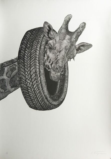 Osmeivy Ortega Pacheco, ‘[Giraffe with Tire]’, 2012