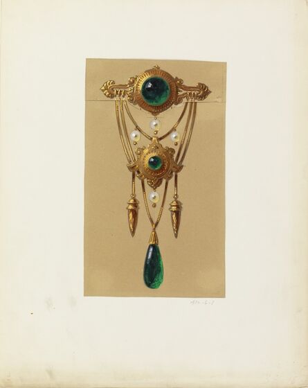 Alexis Falize, ‘Design for a Gold and Cabochon Gem Brooch’, 1855
