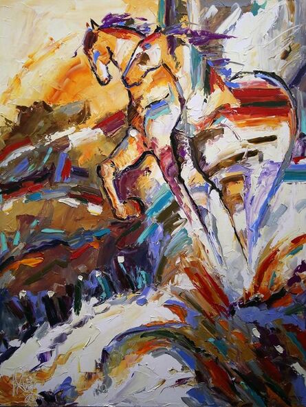 Laurie Pace, ‘Original Horse Painting 'Hilltoppers' Colorful Equine Art, Modern Western Art’, 2017