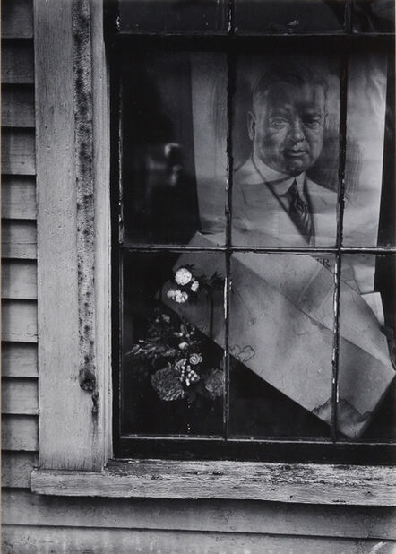 Walker Evans, ‘Flowers and Poster of Herbert Hoover in House Window, Wellfleet, Massachusetts’, 1931-printed 1971