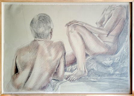 Philip Pearlstein, ‘Female Model Reclining, Male Model Back view’, 1986