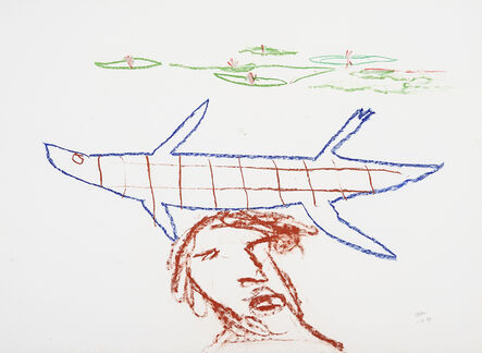 Sidney Nolan, ‘Head with crocodile and waterlilies’, 1984