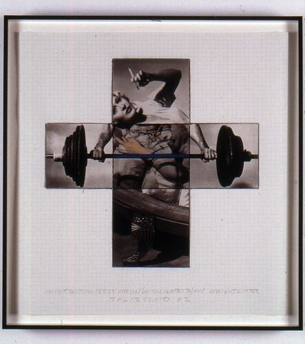 John Baldessari, ‘Intersection Series: Woman (With Cigarette) and Weight Lifter (Maquette)’, 2002