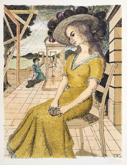 Paul Delvaux, ‘Anne Lost in Thoughts ( Anne Songeuse ) (Pensive Anne)’, 1966