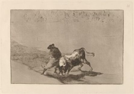 Francisco de Goya, ‘El diestrisimo estudiante de Falces, embozadoburla al toro con sus quiebros (The Very Skillful Student of Falces, Wrapped in His Cape, Tricks the Bull with the Play of His Body)’, in or before 1816