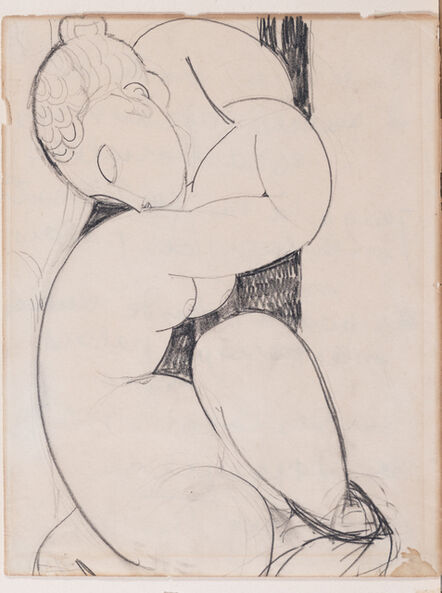 Amedeo Modigliani, ‘Cariatide au dos à gauche (recto) ; Poème (verso)’, executed circa 1913-14.