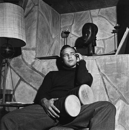 Sid Avery, ‘Marlon Brando with bongo drums at his Beverly Hills home’, 1955