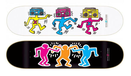 Keith Haring, ‘Untitled (Boombox & Buddies) skateboard set of 2’, ca. 2013