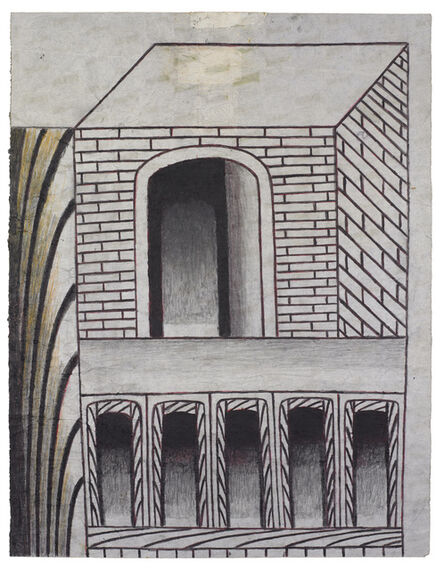 Martín Ramírez, ‘Untitled (Brick Structure with Arches)’, ca. 1960
