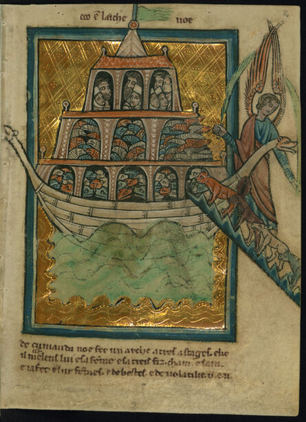 William de Brailes, ‘The Animals Enter Noah's Ark (Genesis 6:13-7:16)’, ca. 1250