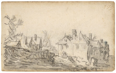 Jan van Goyen, ‘Houtewael: an estate on a dike with a sandhill on the left and farmhouses beyond’, 1651