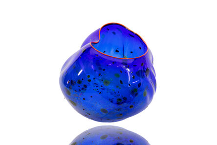 Dale Chihuly, ‘Dale Chihuly Cobalt Blue Basket with Cadmium Red Lip Wrap Sold Out Edition Glass Sculpture’, 1984