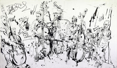 Jonathan Glass, ‘Joe Sanders' 4 Bass Septet at Jazz Gallery’, 2012