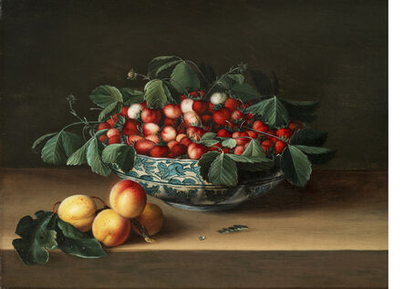 François Garnier, ‘A Still Life of Wild Strawberries in a Wan-Li Bowl with Four Apricots on a Tabletop’
