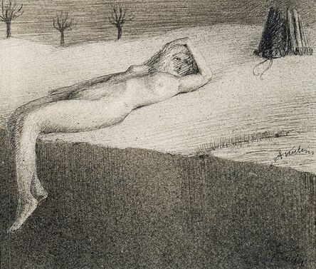 Alfred Kubin, ‘Reclining Nude by a Cliff’, ca. 1900