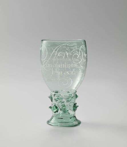 Anna Roemers Visscher, ‘Wine Glass engraved with a poem to Constantijn Huygens’, 1619