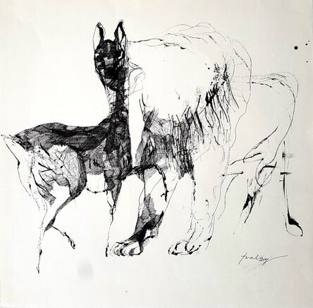 Lajos Szalay, ‘The hind and the lion’, ca. 1970